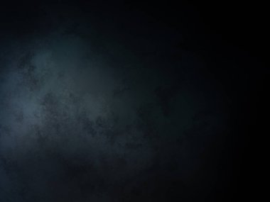 Siyah duvarı ve saati olan karanlık bir oda.