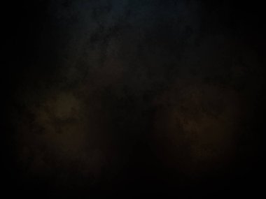 Siyah duvarı ve beyaz saati olan karanlık bir oda.