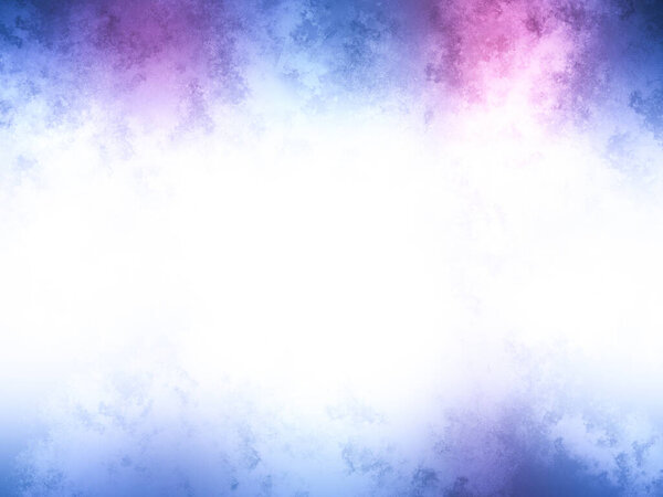 a blue and pink background with a white border