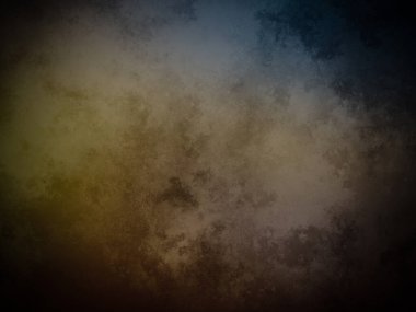 Sarı ve mavi arkaplanı olan koyu ve kirli bir duvar.