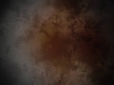 Koyu kahverengi ve siyah arkaplan, kırmızı benekli.