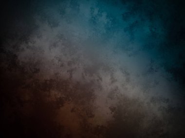 Koyu mavi ve kahverengi bir arka plan, beyaz ve siyah kenarlı.