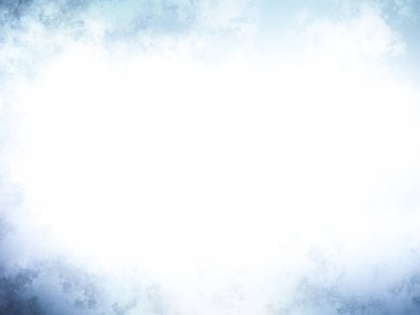 Mavi gökyüzünde beyaz bulutlar, suluboya resim