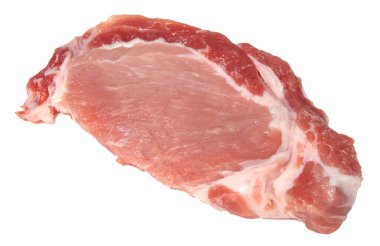 Beyaz arka planda bir parça domuz eti. Beyaz üzerine izole edilmiş. et.