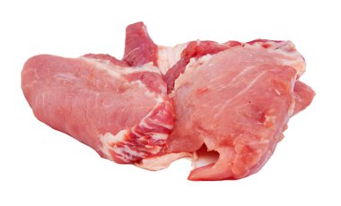 Beyaz arkaplanda izole edilmiş çiğ et