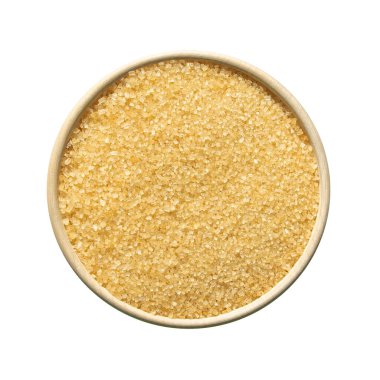 cane sugar on white background in a bowl