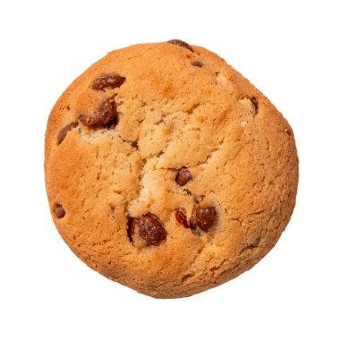 yuvarlak çipli kurabiyeler beyaz üzerine izole