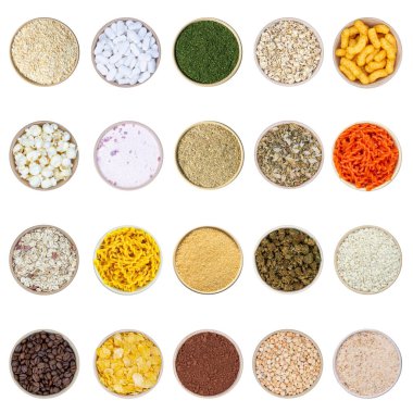 Beyaz arkaplanda çeşitli baharatlar