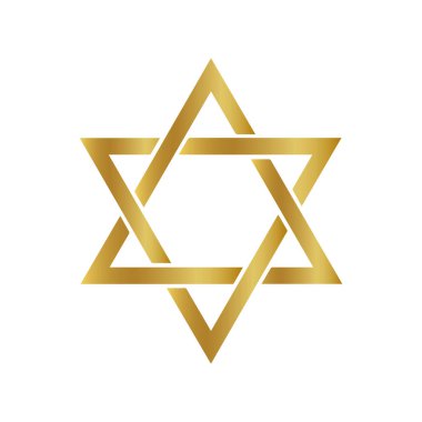 David 'in altın yıldızı, David Yahudiliği Yıldızı, Altın altıgen, açı, boya, altın vektör.