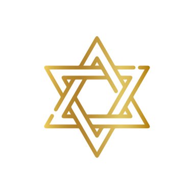 David 'in altın yıldızı, David Yahudiliği Yıldızı, Altın altıgen, açı, boya, altın vektör.