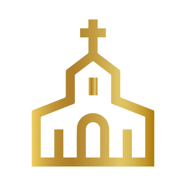 stock vector golden church vector, gold cross icon, gold church icon