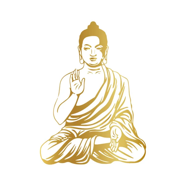 Goldene Budistische Ikone Goldene Yoga Ikone Goldene Meditationsikone Budistischer Iaum — Stockvektor
