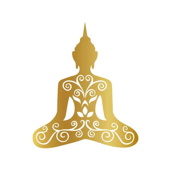 Goldene Budistische Ikone Goldene Yoga Ikone Goldene Meditationsikone Budistischer Iaum — Stockvektor