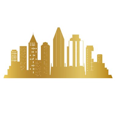 Altın şehir silueti vektörü, altın bina, altın şehir vektörü, altın şehir simgesi, altın şehir simgesi