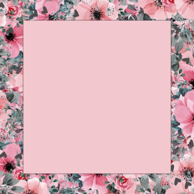 Çiçekli tebrik kartı, çiçek sınırları, hediye kartı.