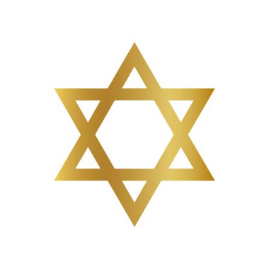 David 'in altın yıldızı, David Yahudiliği Yıldızı, Altın altıgen, açı, boya, altın vektör.