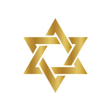 David 'in altın yıldızı, David Yahudiliği Yıldızı, Altın altıgen, açı, boya, altın vektör.