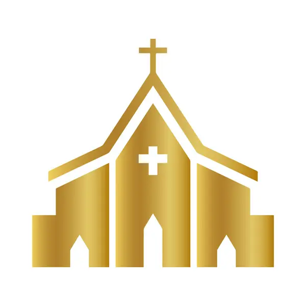 stock vector golden church vector, gold cross icon, gold church icon