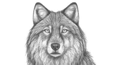 Kurt kafa profili. Vektör biçiminde el çizimi, el çizimi kurt, çizim grafikleri