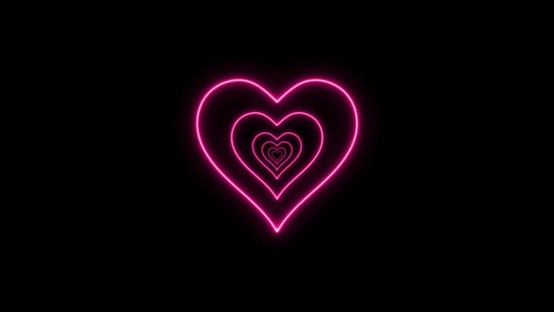 Fond Abstrait Saint Valentin Avec Animation Symbole Coeur Néon Romantique — Video