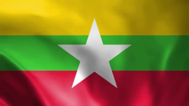 Myanmar Dalgalanan Bayrağı, Myanmar Bayrağı, Myanmar Dalgalanan Animasyon Bayrağı, Myanmar Bayrağı 4K