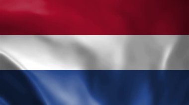 Ulusal 3D Hollanda bayrağı dalgalanıyor. Hollanda bayrağı rüzgarda dalgalanan video kaydı. Hollanda Bayrağı 4K animasyonu