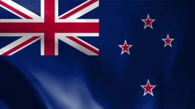 Yeni Zelanda Ulusal Bayrak Bayrağı Dalgalanan 3D Döngü Animasyonu. Yüksek Kalite 4K Çözünürlük.