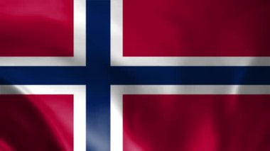Norveç bayrağı rüzgârda dalgalanırken 4K UHD Ulusal Bayrağı 'nda yüksek kalitede kumaş sallanıyor. Hareketli bulutlar mavi gökyüzü arkaplanlı Norveç Bayrağının gerçekçi animasyonu