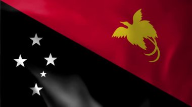 Papua Yeni Gine Bayrağı. Ulusal 3d Papua Yeni Gine bayrağı dalgalanıyor. Papua Yeni Gine bayrağı rüzgarda sallanan video görüntüleri. Papua Yeni Gine Bayrağı 4K Canlandırma