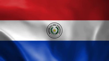 Paraguay bayrağı rüzgârda dalgalanırken 4K Ulusal Bayrak 'ta yüksek kalitede dalgalanır. Paraguay bayrağının kusursuz döngü animasyonu.