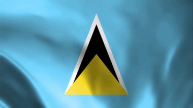 Saint Lucia bayrağı 3D animasyon sallıyor. Aziz Lucia bayrağı rüzgarda dalgalanıyor. Saint Lucia 'nın ulusal bayrağı. Bayrak dikişsiz döngü animasyonu. 4K