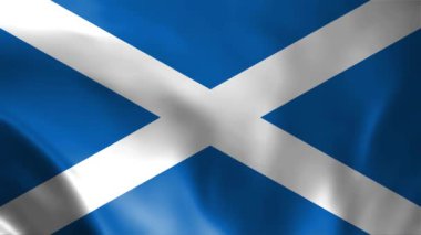 İskoçya bayrağı hareket döngüsü rüzgarda sallanan video. Gerçekçi İskoç Bayrağı geçmişi. İskoçya Bayrağı