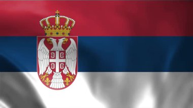 Sırbistan 'ın rüzgarda dalgalanan video bayrağı. Gerçekçi bayrak geçmişi. Yakın görüş, mükemmel döngü, 4K görüntü