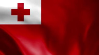 Tonga bayrağı hareketli animasyon. Tonga rüzgarda bayrak sallıyor. Ulusal Tonga bayrağı. Tonga Krallığının işaretleri kusursuz döngü