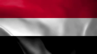 Yemen bayrağı 3D animasyon sallıyor. Yemen bayrağı rüzgarda dalgalanıyor. Yemen bayrağı. Bayrak dikişsiz döngü animasyonu. 4K