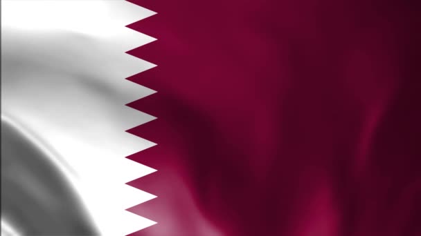 Qatar Nationale Vlag Nationale Qatar Vlag Zwaaiend Vlag Van Qatar — Stockvideo