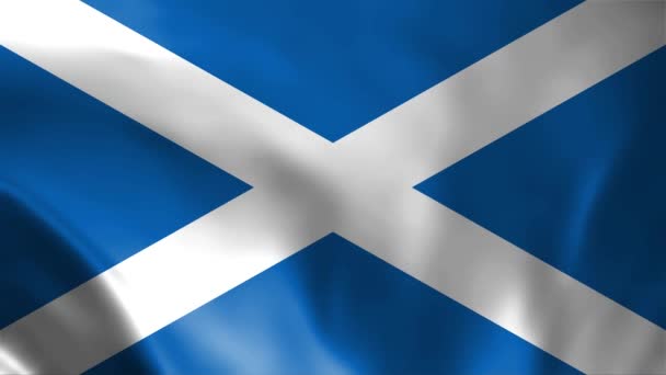 Skócia Zászló Motion Loop Videó Integetett Szélben Realista Skót Zászló — Stock videók