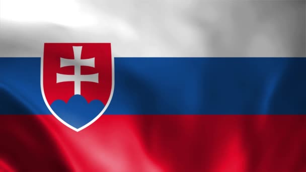 Флаг Словакии Национальный Флаг Словакии Видеозапись Флага Словакии Размахивающая Ветром — стоковое видео