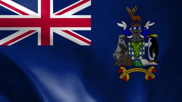 Флаг Южной Джорджии Видео Южных Сандвичевых Островов Размахивающее Ветром Южная — стоковое видео