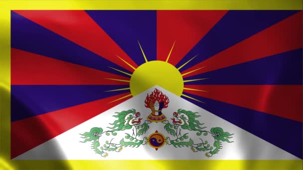Tibet Flagge Schwenkend Tibet Schwenkt Flagge Wind Flagge Tibets Zeichen — Stockvideo