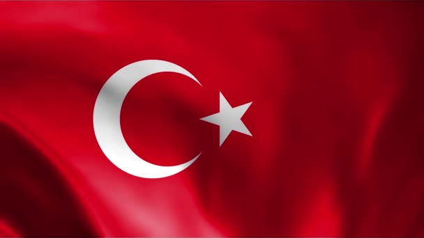 Kalkun Mengibarkan Bendera Bendera Turki Nasional Melambai Resolusi Bendera Turki — Stok Video