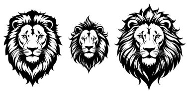 Aslan başlı siluet vektörünün kümesi