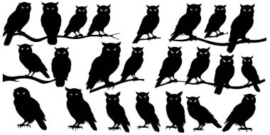 Baykuş siluet vektörünün kümesi