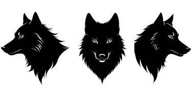  set of a wolf head silhouette vector clipart