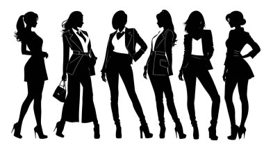 Silüet moda kızları vektörü