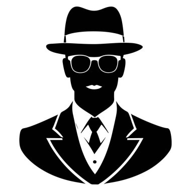 Beyaz arka plan üzerinde izole beyefendi stilize silüeti. Vektör çizim.