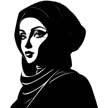 güzel Müslüman kadın Tesettür Moda siluet vektör