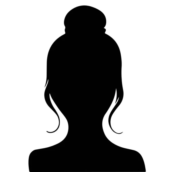 Siyah vektör güzel kadın profil silueti - moda veya güzellik çizimi