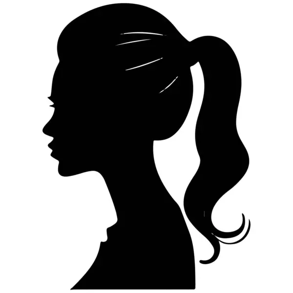 stock vector Black vector beautiful woman profile silhouette - fashion or beauty illustration