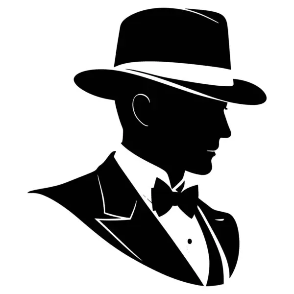 Beyaz arka plan üzerinde izole beyefendi stilize silüeti. Vektör çizim.